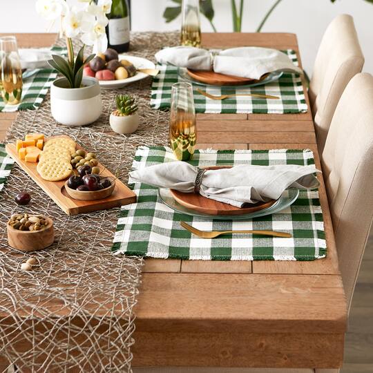 DII® Heavyweight Check Fringed Cotton Placemats